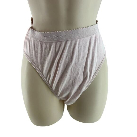 Victoria's Secret Blush Pink Hi Leg Brief Cotton Signature Waist Womens Size Lar - Picture 1 of 6